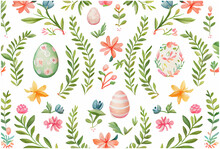 Vector Illustration Of Easter Theme Pattern For Fabric Print, Wrapping Paper Design