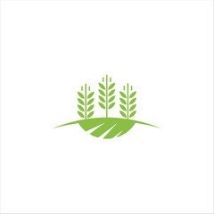 Wall Mural - Agriculture logo design, agronomy, wheat farm, rural country farming field, natural harvest vector.