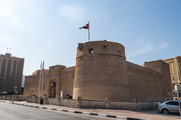 Wall Mural - ancient fortress in dubai blue sky, United Arab Emirates