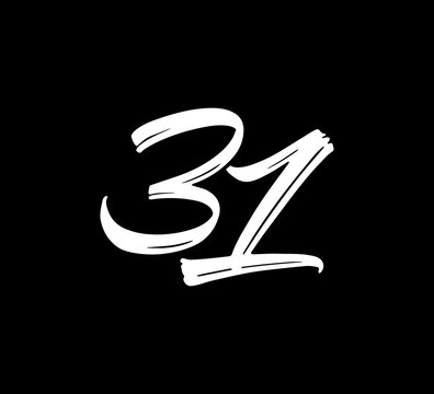 Vector Numbers Logo Handlettering Calligraphy Style 31