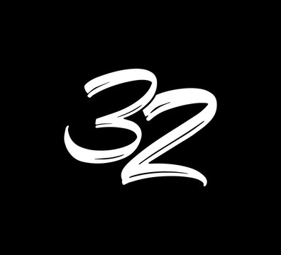 Vector Numbers Logo Handlettering Calligraphy Style 32