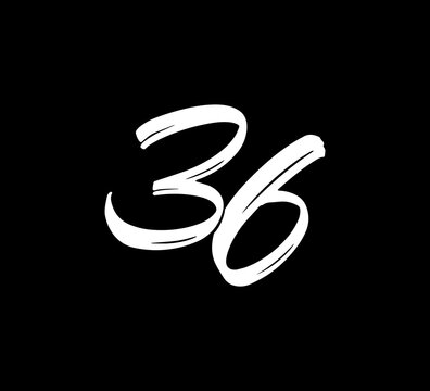 Vector Numbers Logo Handlettering Calligraphy Style 36