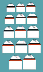 Wall Mural - Apparel sewing pattern with cut and sew measurement details vector illustration front views.