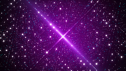 Poster - futuristic infinite flow of scientific data on purple background. network structure of an array of p