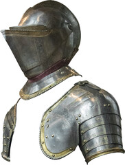 Isolated PNG cutout of a medieval knight armor on a transparent background, ideal for photobashing, matte-painting, concept art