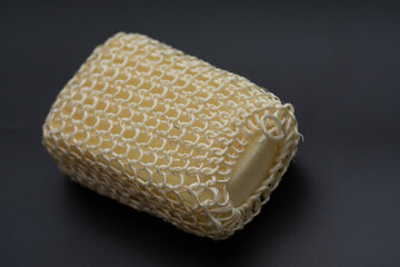 bath sponge wrapped in a hemp net