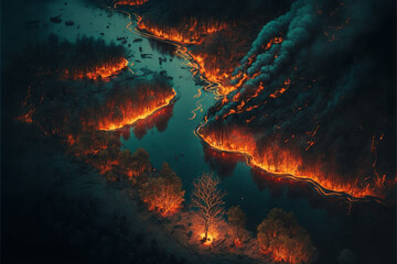 Canvas Print - fire in the forest