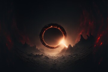 Poster - Black hole in space and forming on other planets. black hole. Generative AI