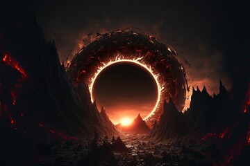Poster - Black hole in space and forming on other planets. black hole. Generative AI
