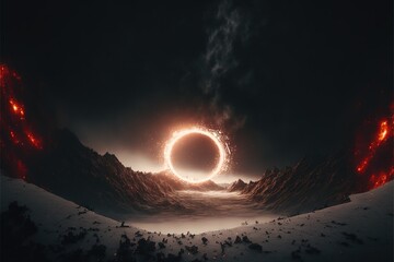 Poster - Black hole in space and forming on other planets. black hole. Generative AI