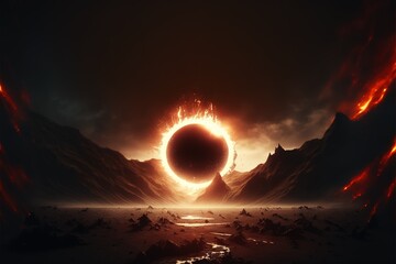 Poster - Black hole in space and forming on other planets. black hole. Generative AI