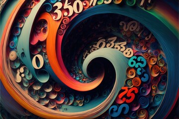 Wall Mural - colorful wave swirl of random numbers