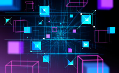 Poster - data blocks in cyberspace, metaverse and immersive virtual reality