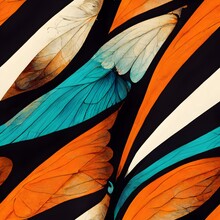 Butterfly Wings Seamless Repeat Free Style Complementary Colours Pattern 