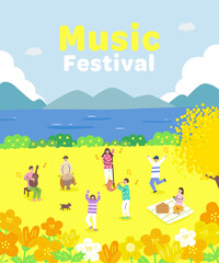 Wall Mural - Spring Music Festival Picnic by the Lake