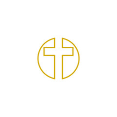 Poster - Christian Cross line circle icon logo isolated on white background