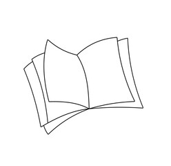Wall Mural - Vector isolated open book journal magazine note with white clear emply sheets pages colorless black and white contour line easy drawing