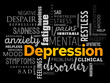 © dizain - Depression - serious medical illness that negatively affects how you feel, the way you think and how you act, word cloud concept background