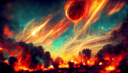 Wall Mural - Explosion of the planet, ai illustration