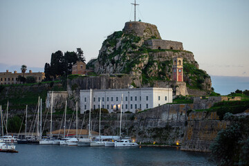 Canvas Print - The northern side of the Venetian Old Fortress, Kerkyra (in Greek Palaio Frourio), Corfu, Greece: 