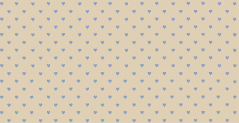 Wall Mural - Beige background with blue hearts print vector illustration.