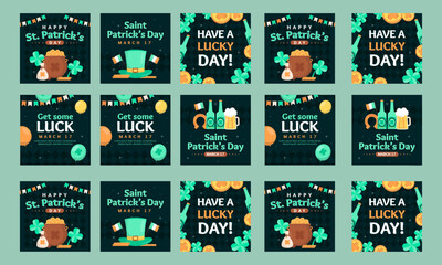 Wall Mural - saint patrick day social media post vector flat design