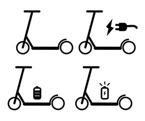 simple set 4 vector, icon scooter manual and electric