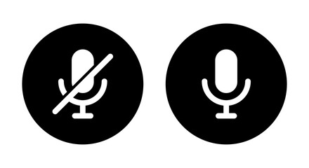 Aufkleber - Mute microphone, mic recorder icon vector isolated on circle background