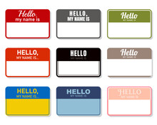 Collection Of Colorful Hello My Name Cards. Name Tags For Street Art Artists