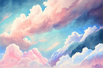 watercolor clouds in the sky wallpaper