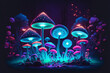 magic mushroom in the forest at night