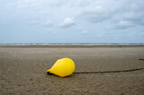 Fototapeta Tęcza - Yellow buoy on the beach on the shoreline