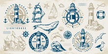 Sea Adventures Set Logotypes Colorful