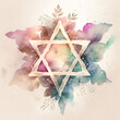 Star of David, Judaism symbol, ai illustration in watercolor style