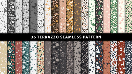 Wall Mural - Set of terrazzo style seamless patterns