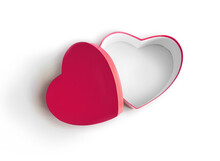 Open heart shaped gift box on white background. Design for Valentine's Day.
