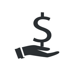 Poster - hand with dollar icon. financial literacy and passive income. character with coin sign, economy and 