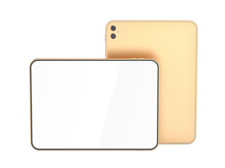 Wall Mural - Two rose gold colored tablet computers on transparent background, front view