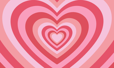 Wall Mural - vector tunnel romantic hearts in pink colors. retro background in trendy 70s, 80s style.