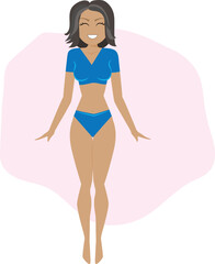 Wall Mural - Vector illustration of fit healthy happy beautiful girl woman
