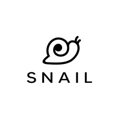 Wall Mural - Black Line Snail Logo Design Vector Template. Modern Design. Snail Logo. Vector Illustration