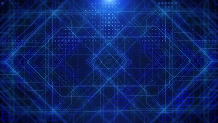 Leinwandbilder - Abstract blue technology digital cyberspace line data transfer concept. Virtual connection analysis network 4K motion background use for wallpaper, screensaver, infographic.