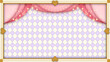 【8K】アリス風ハートのクラシックフレームとピンクのカーテン　薄紫色のダイヤ模様