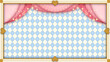 【8K】アリス風ハートのクラシックフレームとピンクのカーテン　水色のダイヤ模様