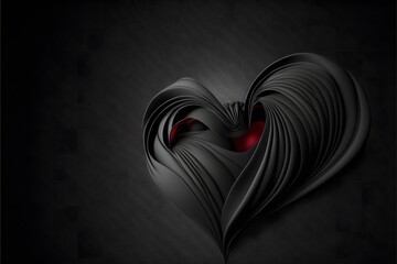 Wall Mural - Valentine's Day heart made up of black satin silk fabric cloth. Romantic. Love. Illustration. Graphic. Design. Art. Painting. Vector. Background. Wallpaper.