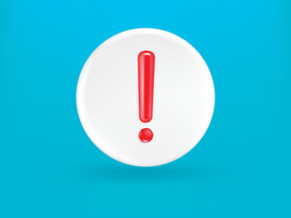 Wall Mural - red exclamation mark symbol and attention or caution sign icon on alert danger problem. 3d vector de