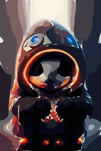 Cute Penguin Wearing A Hoodie  Abstract Digital Illustrations Painting Concept Art Part#230123
