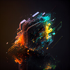 Aufkleber - Abstract digital technology created with Generative Ai