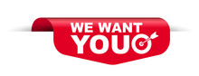Red Vector Illustration Banner We Want You