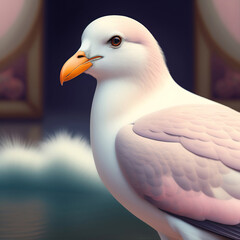 Wall Mural - Generative AI: cute exotic fantasy dove very feathery in pastel colors on a light background